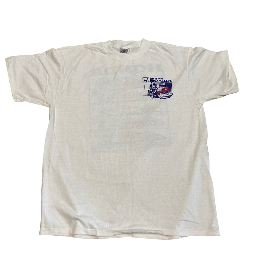 Vintage 1996 Honda Indy Car Racing T-Shirt Oneita Power-T White XL Single Stitch